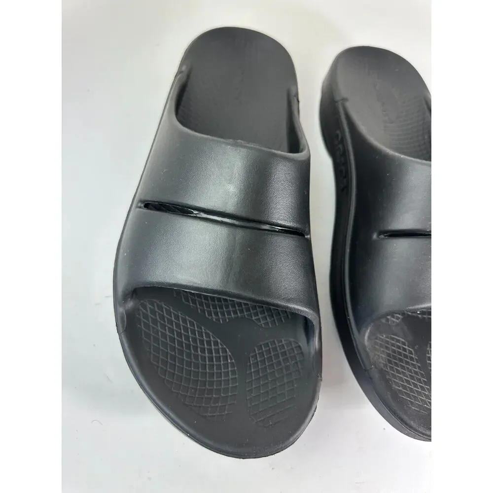 OOFOS OOahh Recovery Slides Black Slip On Sandals Mens Size 11 Women’s 13 Unisex